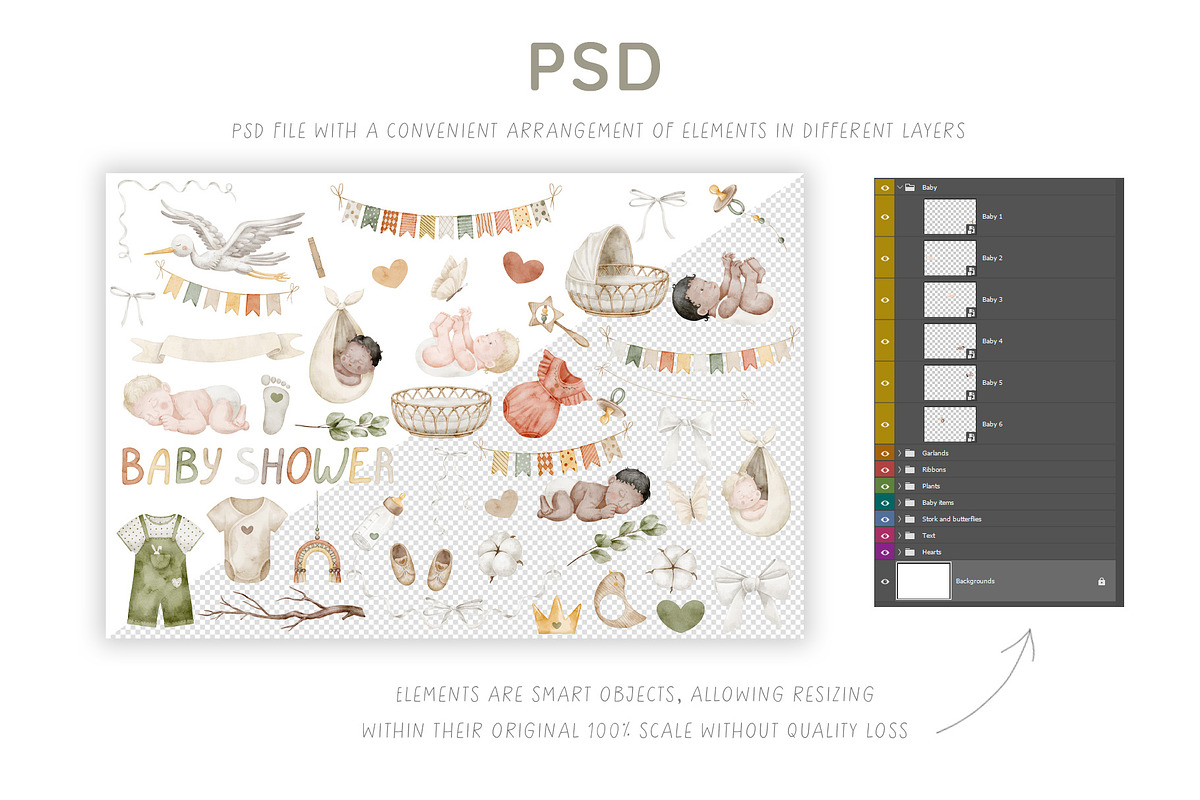 Eco Baby Shower Watercolor clipart, an Illustration by Alisles (Photo 13 of 15)