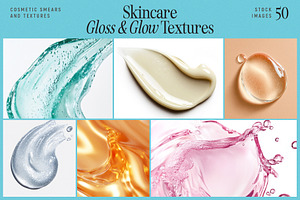 50 Skincare Gloss & Glow Textures, a Beauty & Fashion Photo by BOLD.Graphic