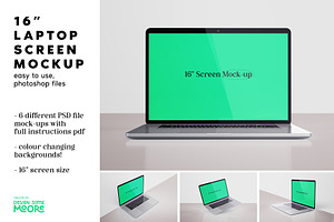 16" MacBook Pro Photoshop Mockups x6