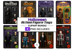 Halloween Action Figures Bundle PNG