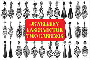 Earrings silhouette vector jewelry, an Illustration by Amazin_art