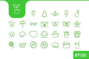 spring season line icons, an Outline Icon by devastd