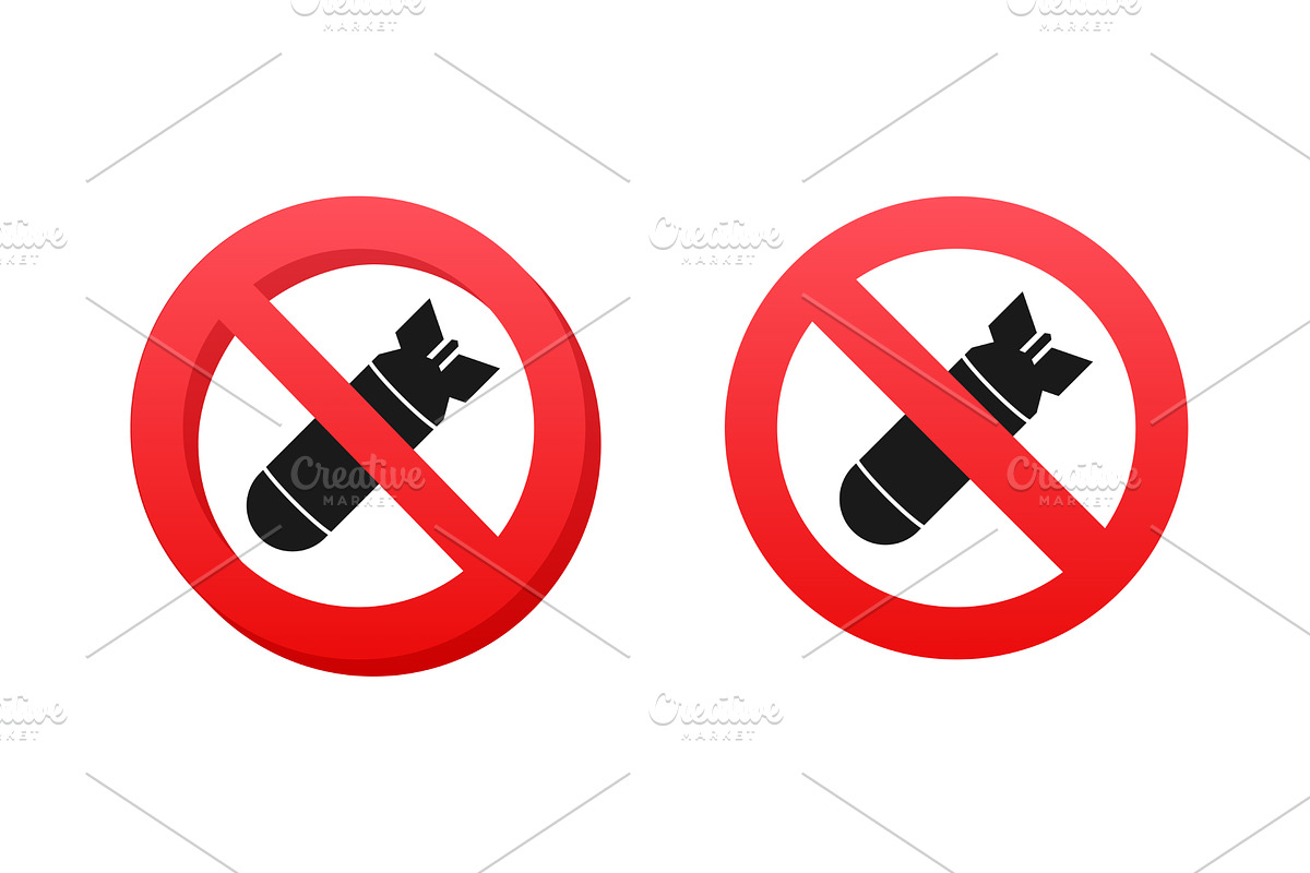 No Bomb Icon Set Vector Illustration, an Object Illustration by DG-Market