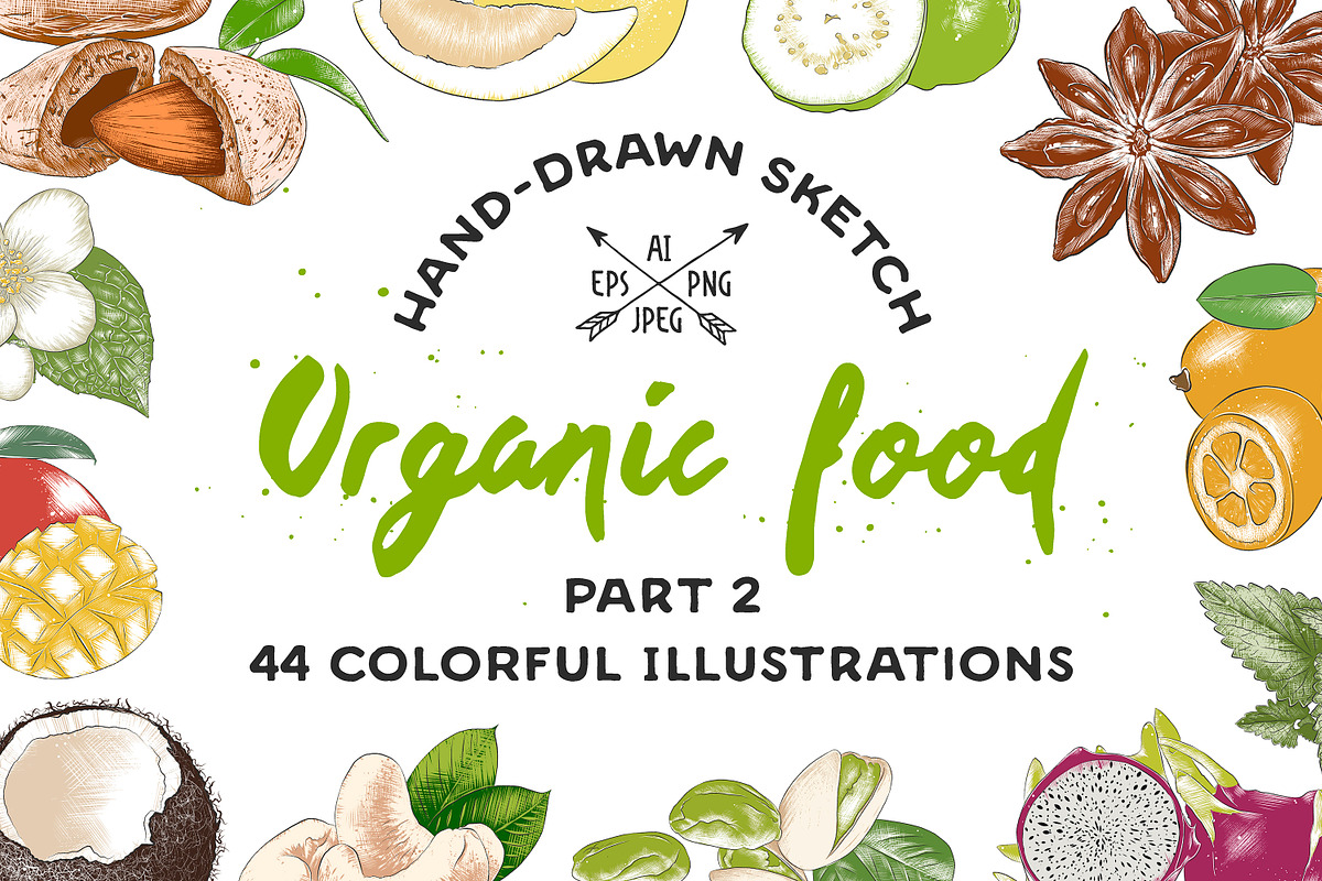 Set of 44 organic food sketches, a Food Illustration by Akimo Mia (Photo 1 of 9)