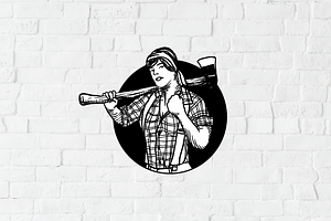 Lumberjack Lady Logo Template