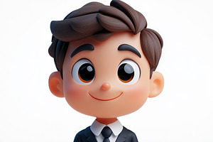 Charming cartoon character in formal, a Photo by Tanuart