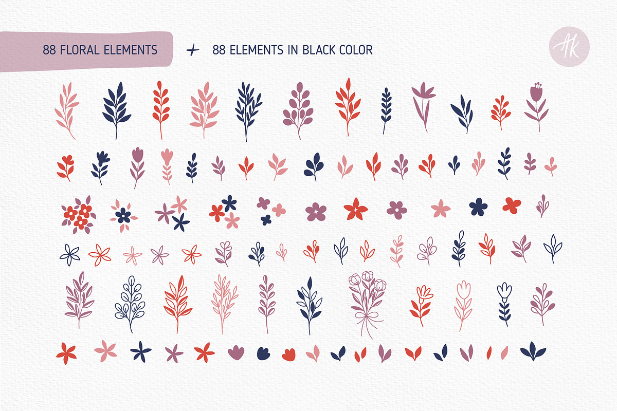 Floral Moons Celestial Vector Set, an Object Graphic by Alena Koval (Photo 9 of 16)