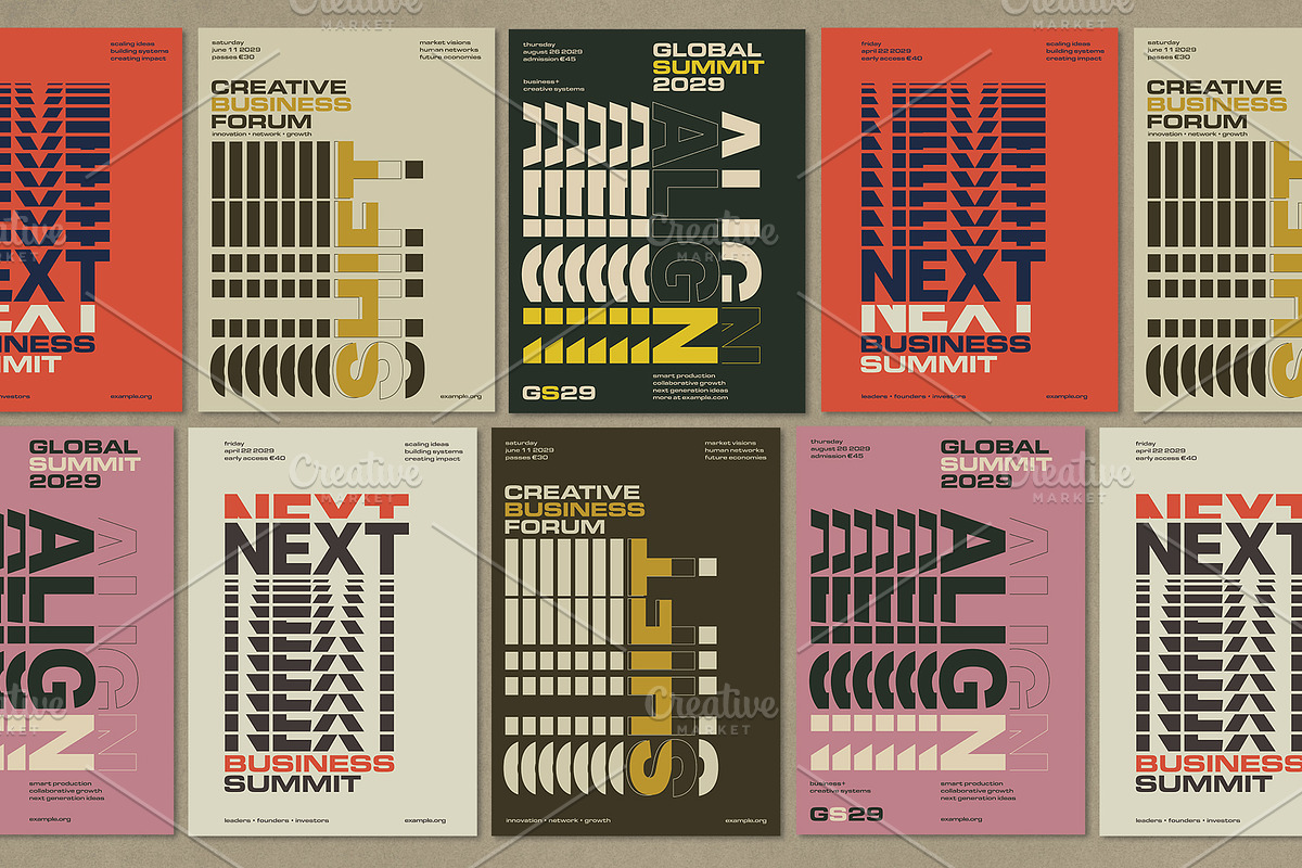 Stacked Typography Poster Set, a Poster Template by Black Cat Studio (Photo 1 of 4)