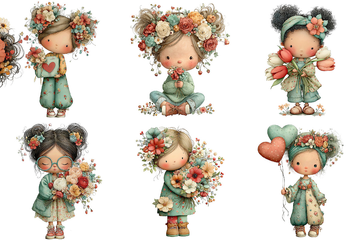 Whimsical Mother Day Girls Clipart, an Illustration by Daily.Designs (Photo 4 of 5)