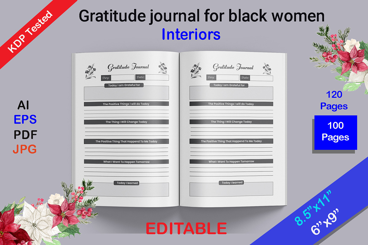 Gratitude journal for Black Women, a Graphic by Hitubrand