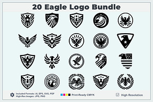 20 Minimalist Eagle Logo Bundle, a Branding & Logo Template by Vectorium Studio