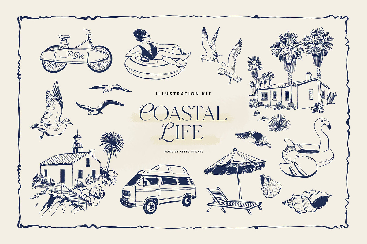 Coastal Life | Illustration Kit, an Object Illustration by KetteCreate (Photo 1 of 13)
