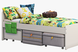 Children's Bed With Storage 3d Model