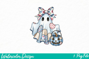 Halloween Blue Denim Ghost Png, an Illustration by Watercolor design