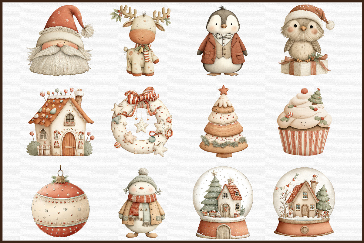 Pink Christmas Watercolor Clipart, an Illustration by Sublimation Artist (Photo 3 of 6)