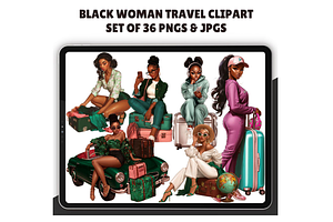Black Woman Travel Clipart