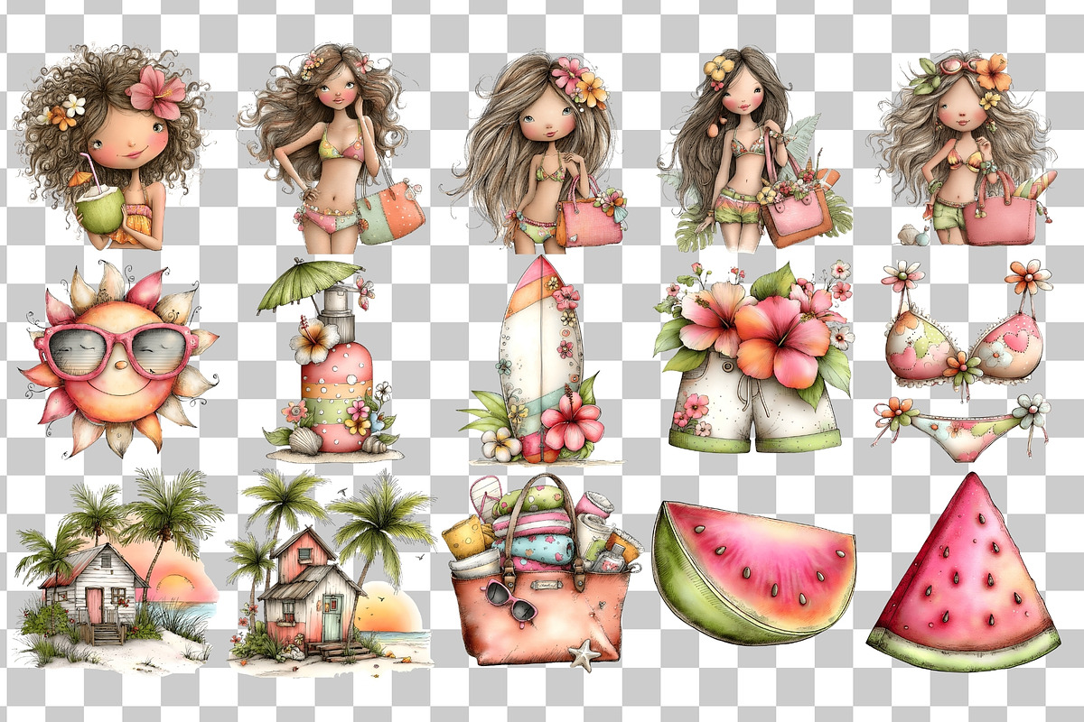Pastel Summer Watercolor Clipart PNG, a Seasonal Illustration by Nicolle's Colorful Art (Photo 3 of 4)