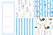 chickens and geese watercolor, an Animal Illustration by JuliaFast (Thumbnail 2 of 3)
