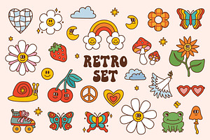 Groovy retro clip art EPS, PNG, SVG, an Object Graphic by Viaireshop