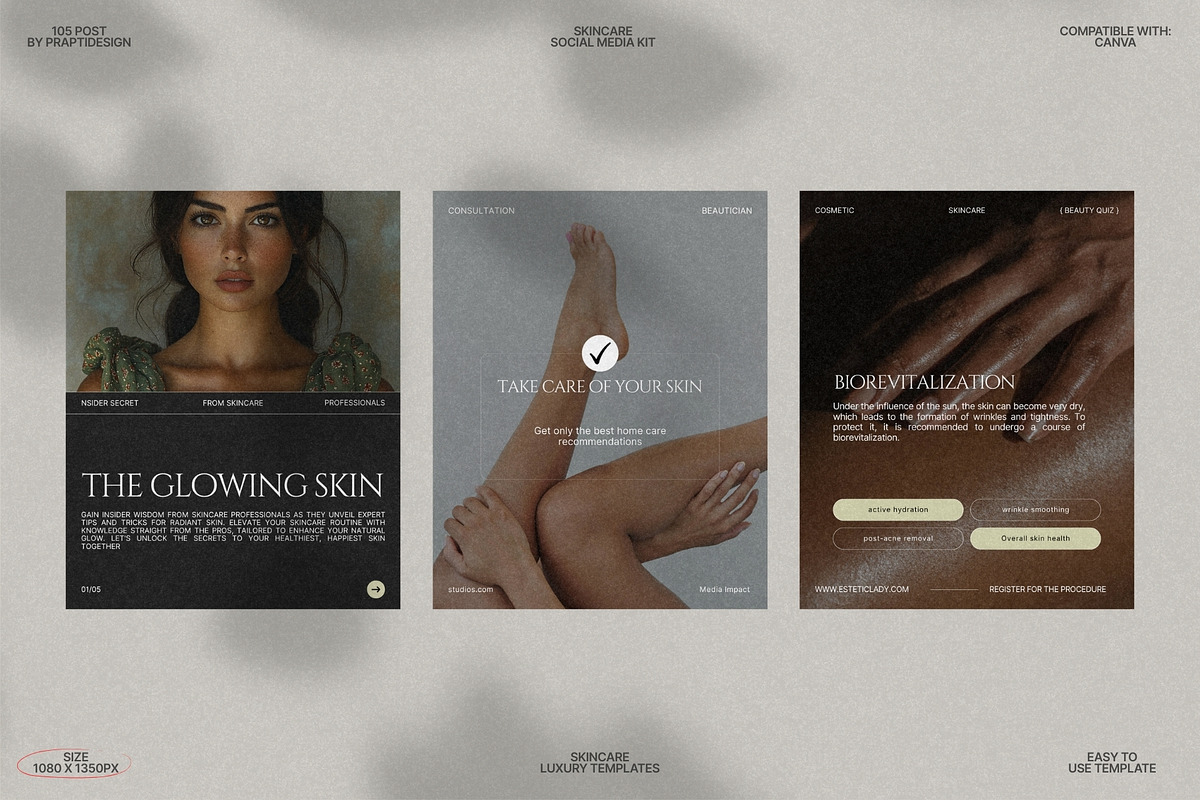 Minimal Skincare Post Kit Canva preview 5