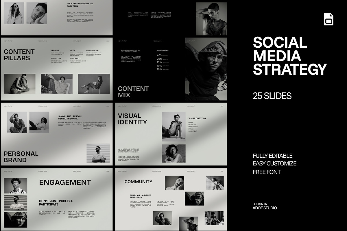Social Media Strategy Google Slides, a Presentation Template by adoestudio (Photo 1 of 8)