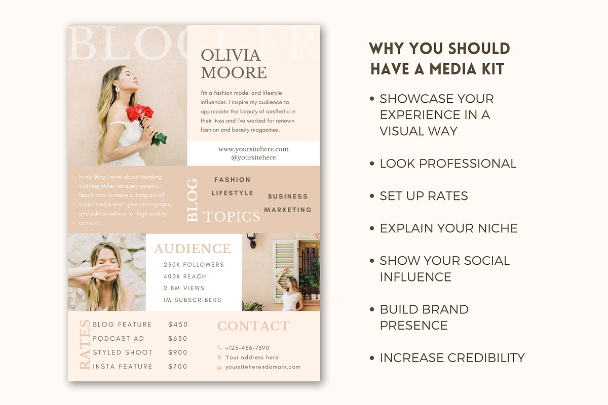 Blogger Creative Media Press Kit, a Resume Template by Golden Horizons Studio (Photo 2 of 11)