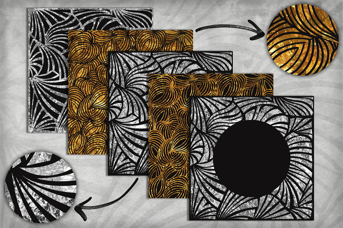 Floral Blk Silver/Gold Pack preview 2