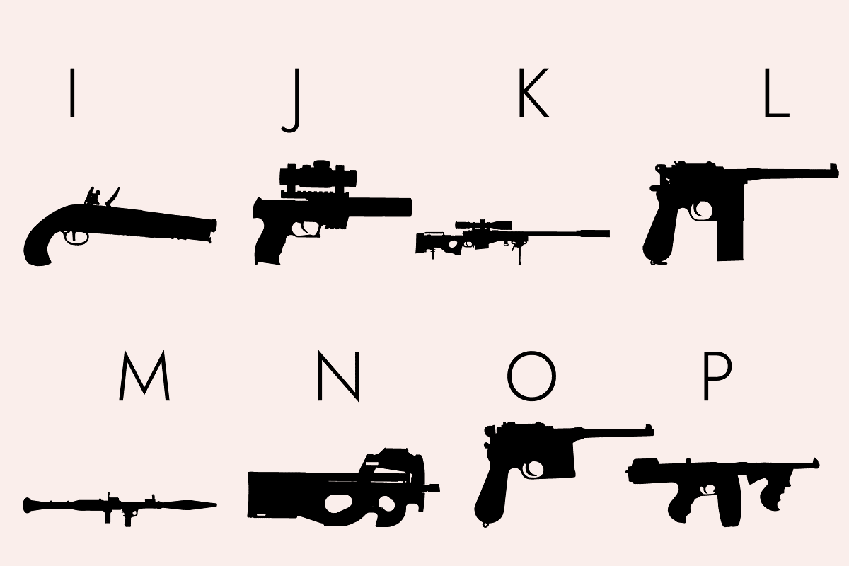 Weapons Silhouettes Dingbats Font, a Symbol Font by Minimalartstudio (Photo 2 of 11)