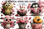 Whimsical Spring Bird Clipart, an Illustration by CreationArt (Thumbnail 1 of 6)