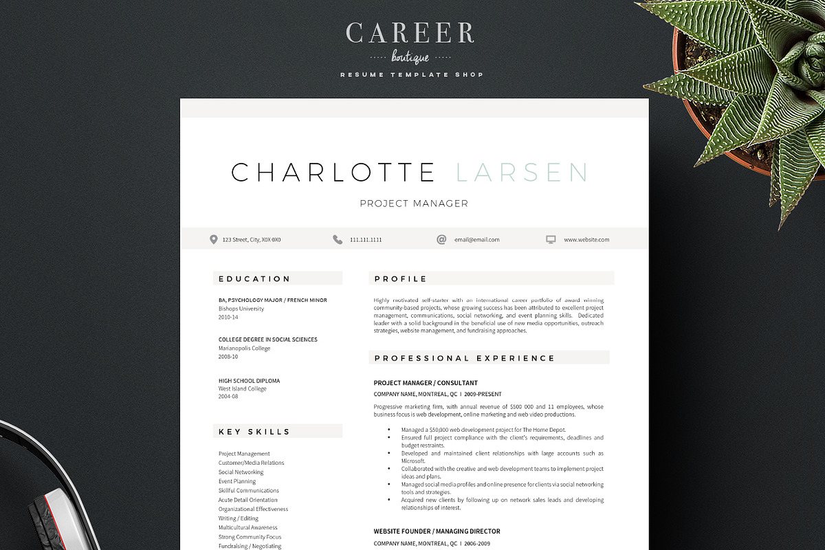 Modern Resume & CoverLetter Template, a Resume Template by careerboutique (Photo 4 of 6)