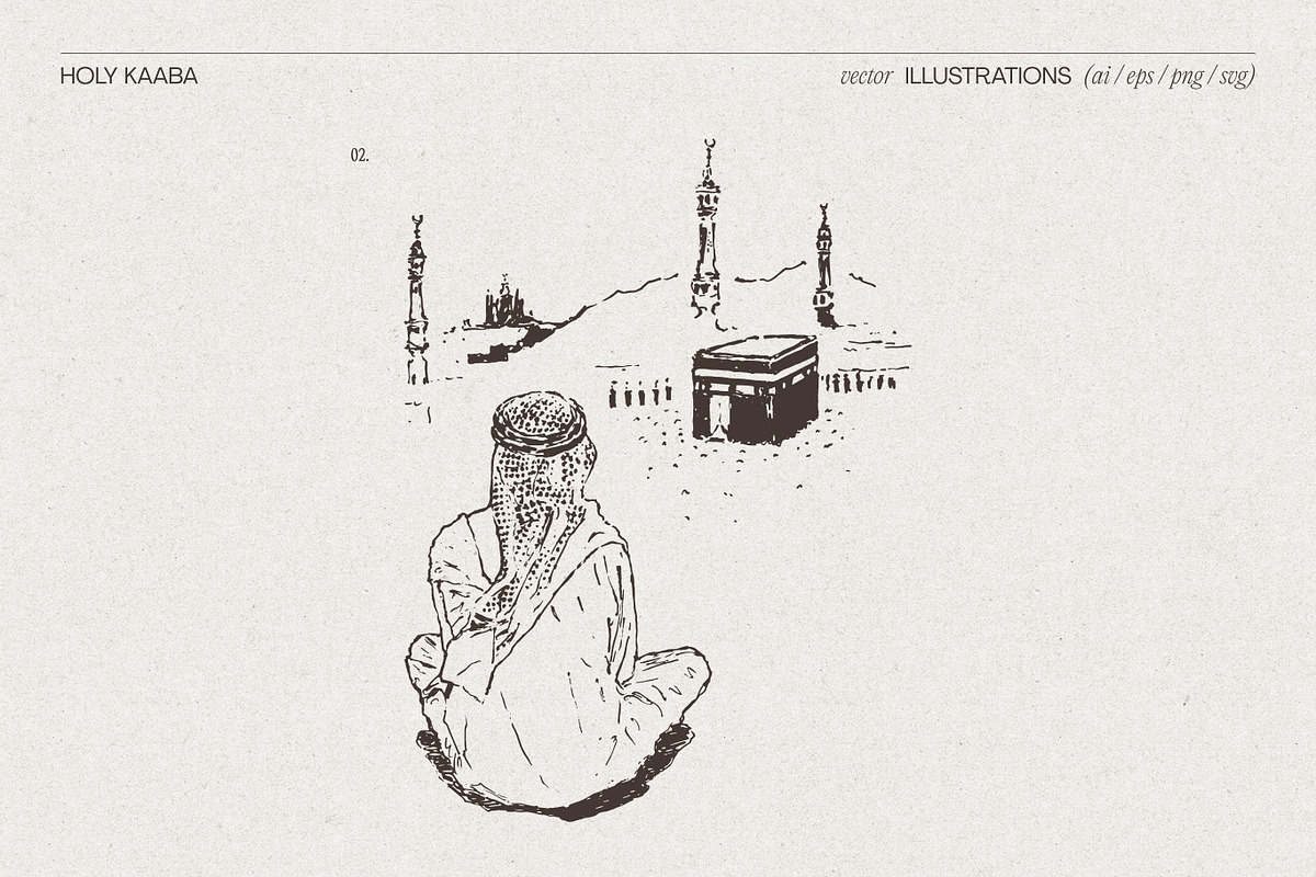 Holy Kaaba Mecca Sketches, an Object Illustration by TheMountBirdStudio (Photo 4 of 6)