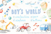 watercolor BOY'S WORLD, a Background Graphic by artnLera (Thumbnail 1 of 6)