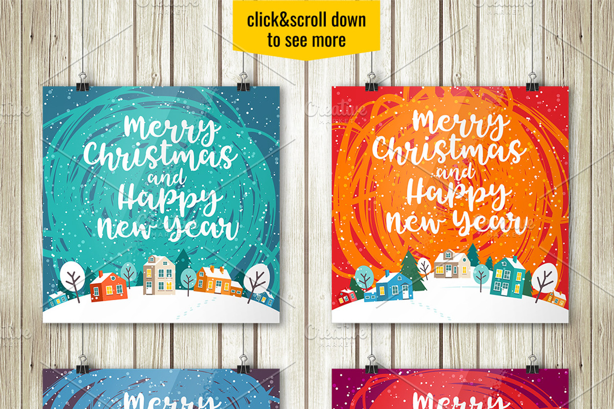 Greeting Christmas cards and pattern, a Decorative Illustration by Primula`s shop (Photo 4 of 13)