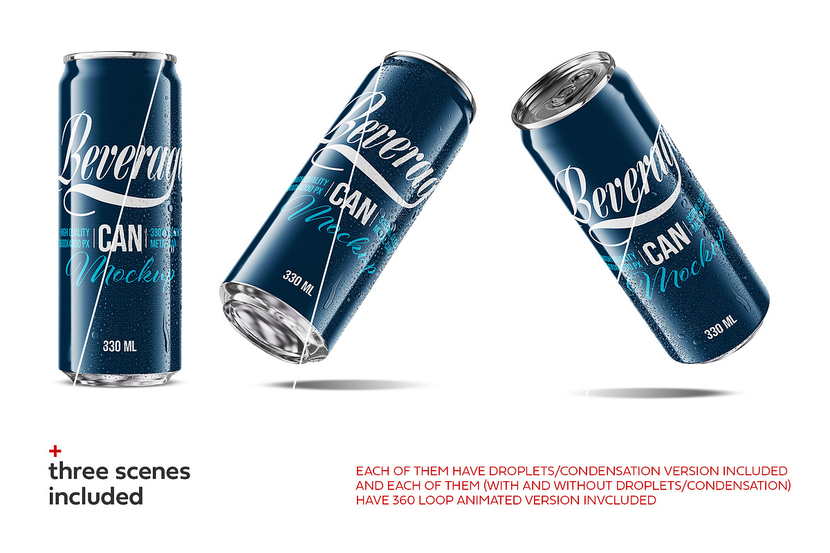 330ml Sleek Can Mockup | ANIMATED, a Packaging Mockup by AY Mock-Ups (Photo 4 of 15)