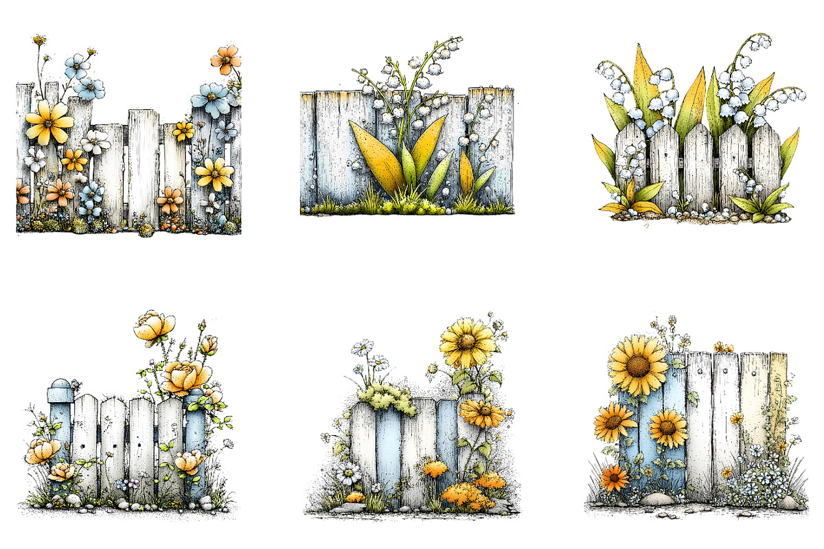 Spring Flower Fence Sublimation Clip, an Illustration by CreationArt (Photo 6 of 7)