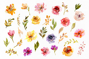 Watercolor Juicy Bright Flowers