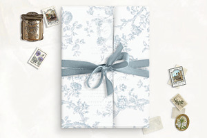 French Blue Toile Printable Vellum, an Invitation Template by SilverJoyAtelier