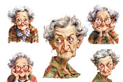 Watercolor Quirky Old Woman Clipart, a Person Illustration by Design Scotch (Thumbnail 4 of 7)
