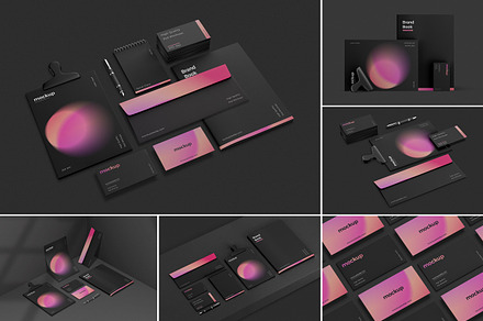Black Branding Mockup Stationery Kit