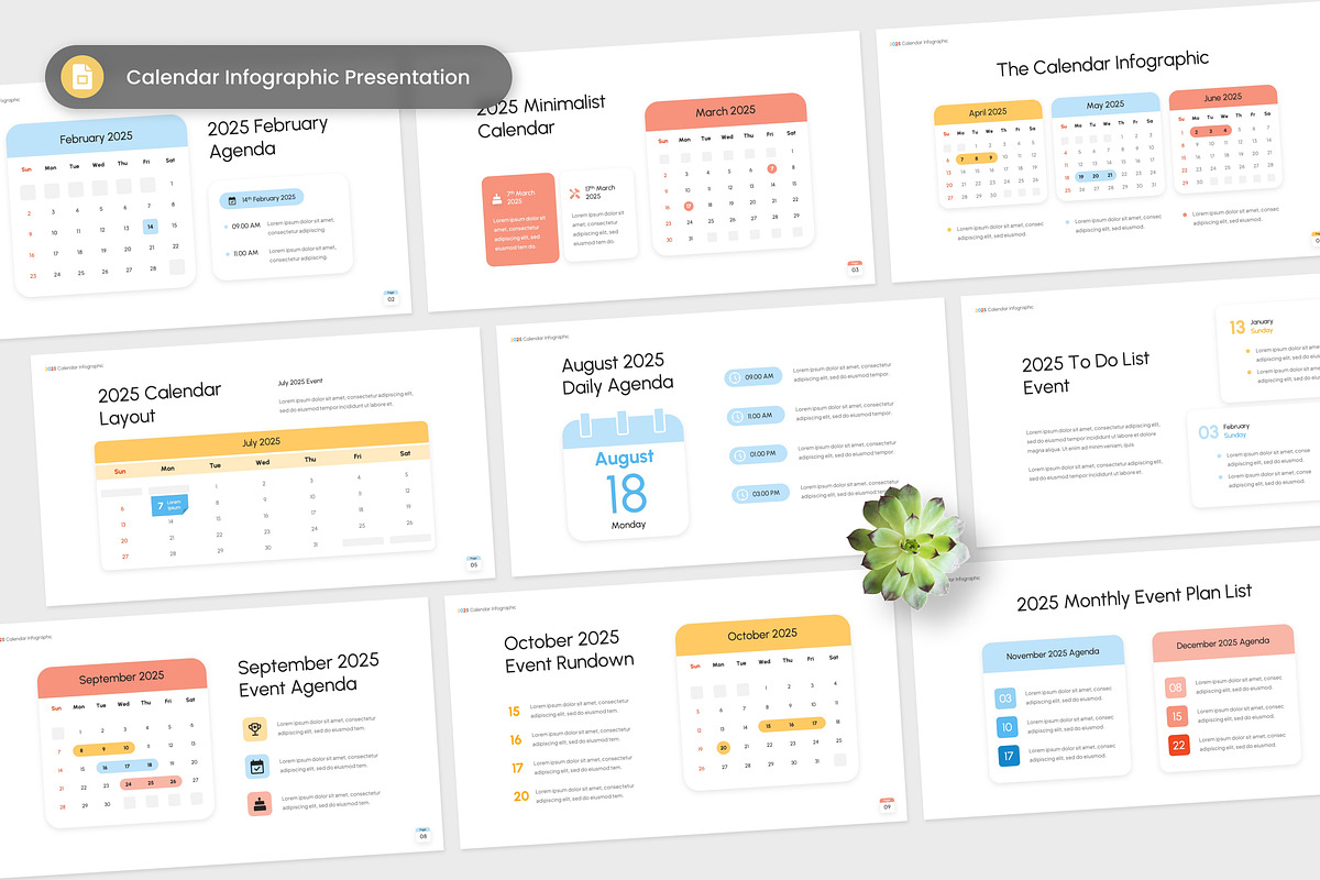 2025 Calendar Infographic Slides, a Presentation Template by Antstheme (Photo 1 of 2)