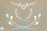 Floral wreaths laurels ribbons blue, an Illustration by GrafikBoutique (Thumbnail 3 of 3)