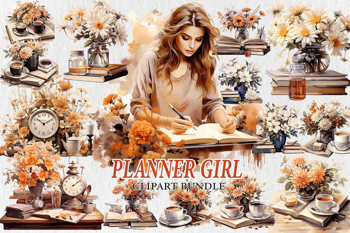 Planner Girl Clipart, Planner Clip, an Illustration by Moon Studio (Photo 1 of 11)