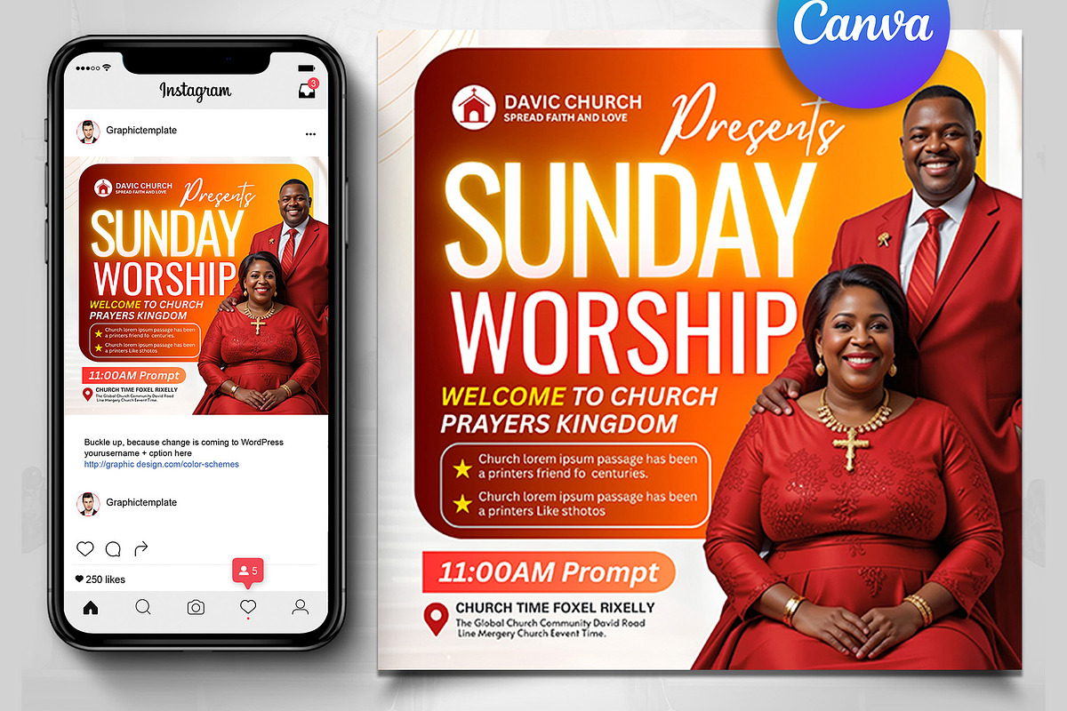 Sunday Worship Church Templates, a Social Media Template by Design Up (Photo 1 of 4)