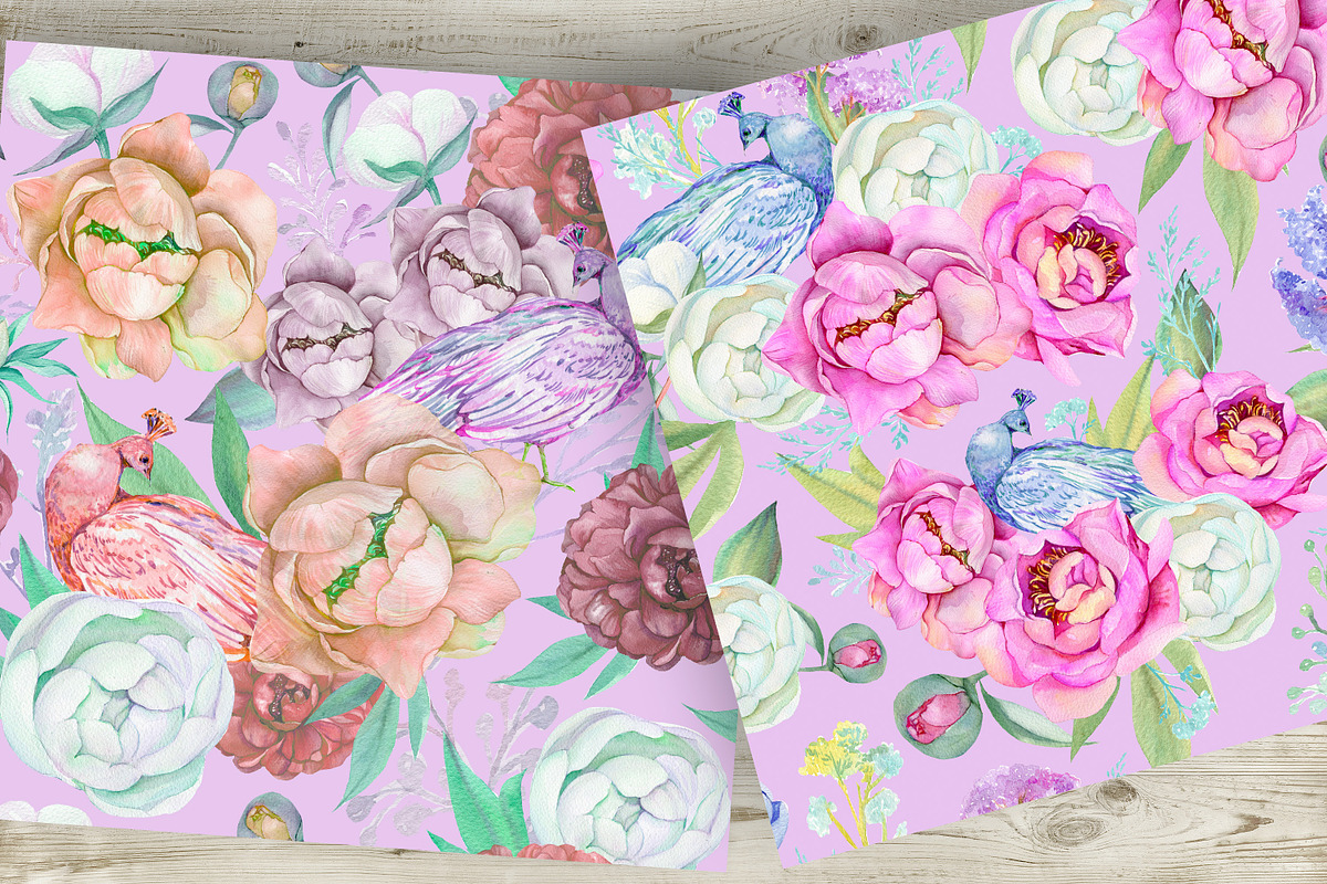 Peacocks Seamless patterns, a Pattern Graphic by NastiaDesignsPrints (Photo 8 of 8)
