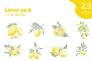 Watercolor Lemons Pack