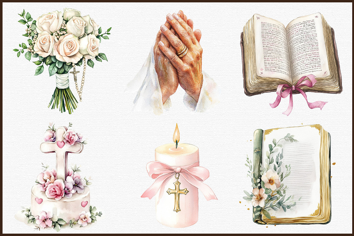 Watercolor Christian Wedding Clipart, an Illustration by Sublimation Artist (Photo 3 of 6)