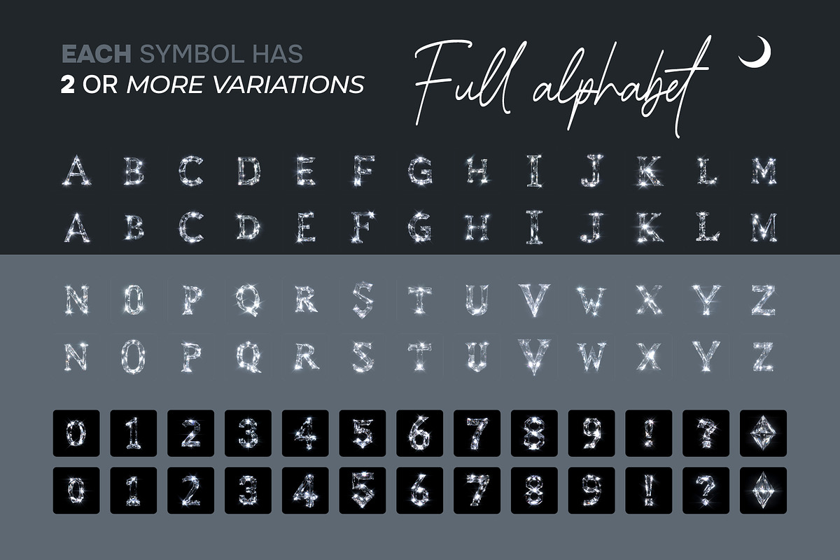 Sparkling Crystals Letters Overlays, a Symbol Font by PhotoSpirit (Photo 3 of 8)