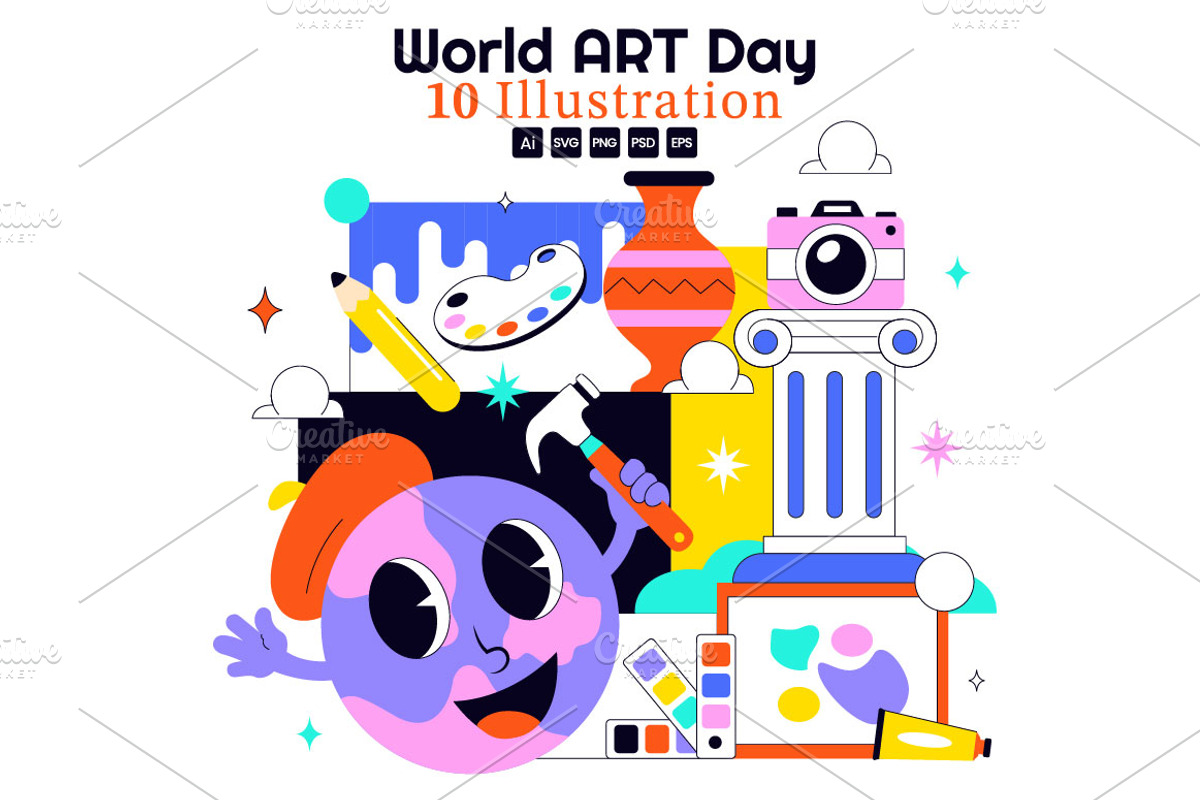10 World Art Day Illustration, a Decorative Illustration by denayunebgt (Photo 1 of 4)