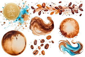 Folk Art Coffee Clipart Set