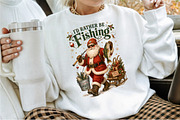 Funny Santa Fishing Christmas PNG, a Seasonal Illustration by Sublimation Artist (Thumbnail 2 of 9)